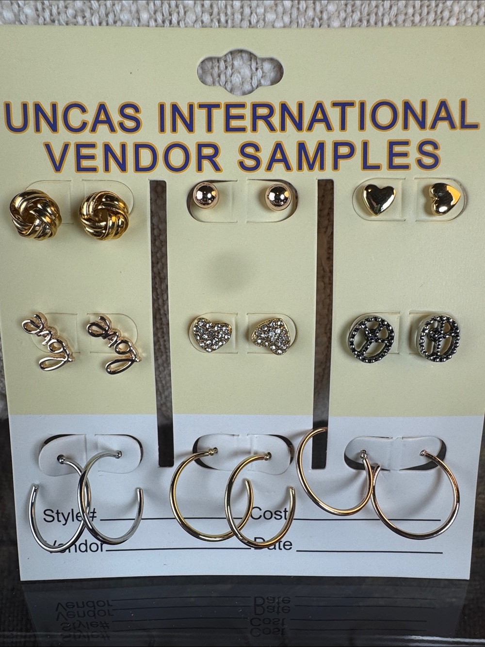 0807-Mixed‎ Gold & Silver Earring Set - 9 Pairs